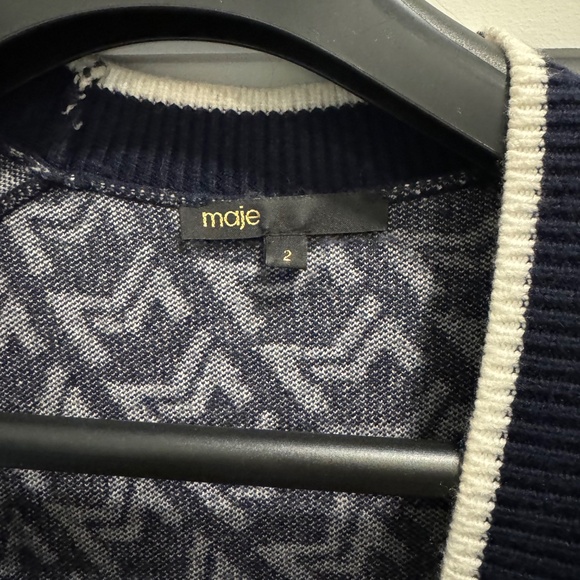 Maje Monogrammed Jacquard Cardigan - Picture 3 of 4